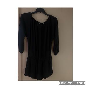 Off the shoulder, long sleeve black romper